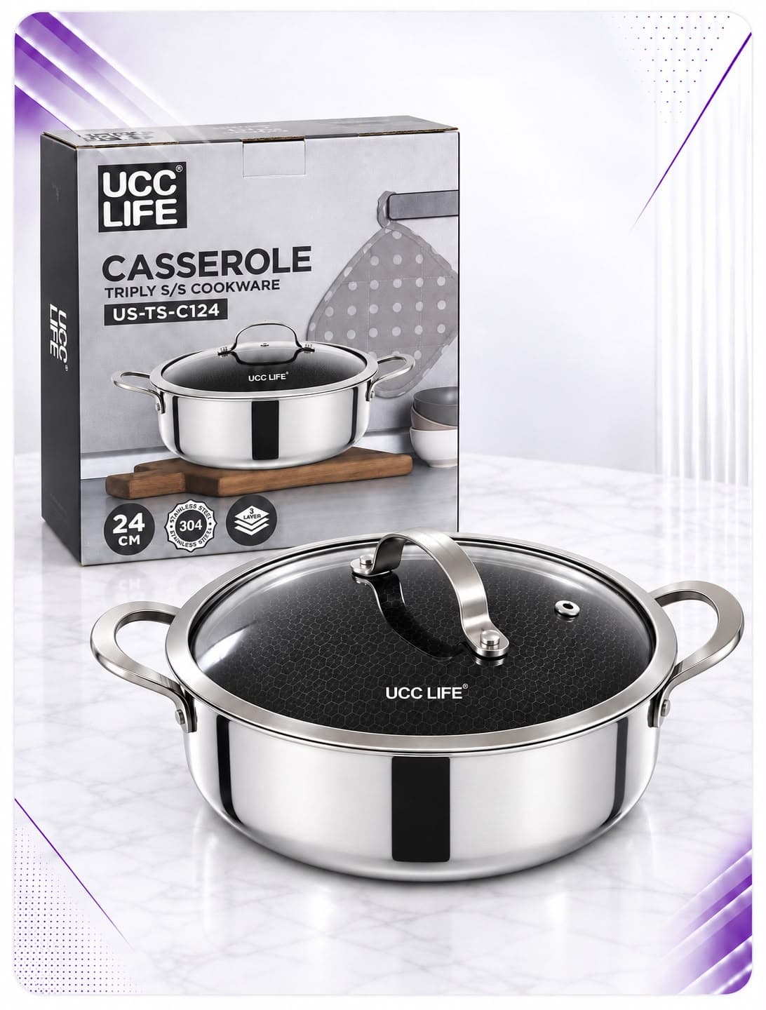 Tenxhere UCC Life me kapak – 24 cm