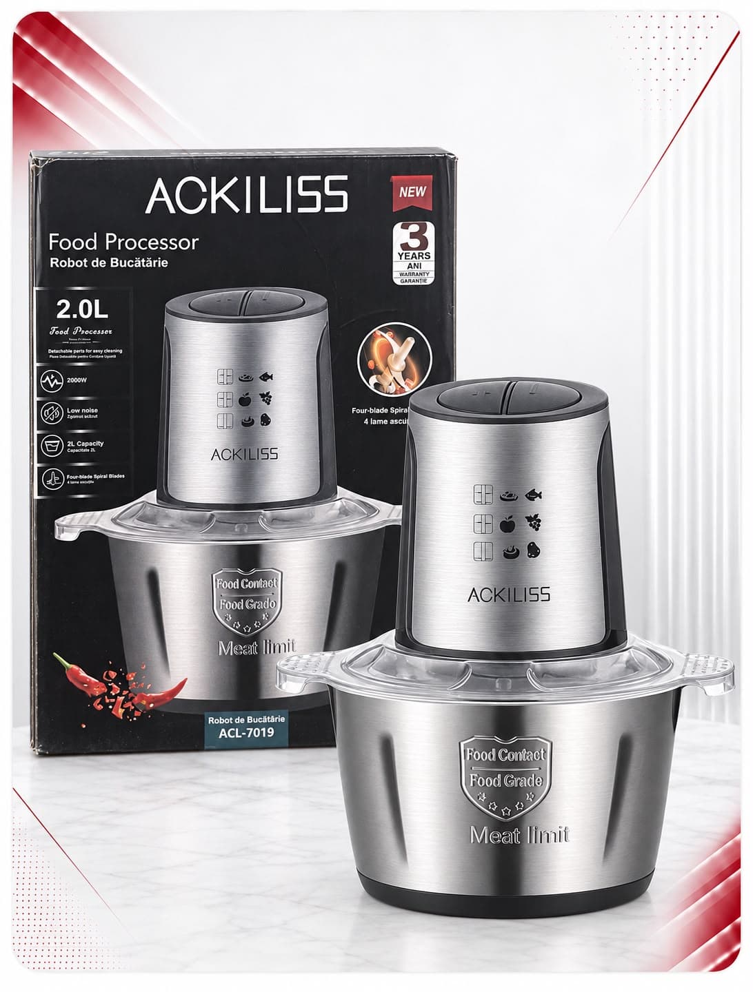 Grirëse elektrike ACKILISS ACL-7019, 2 L, 2000 W