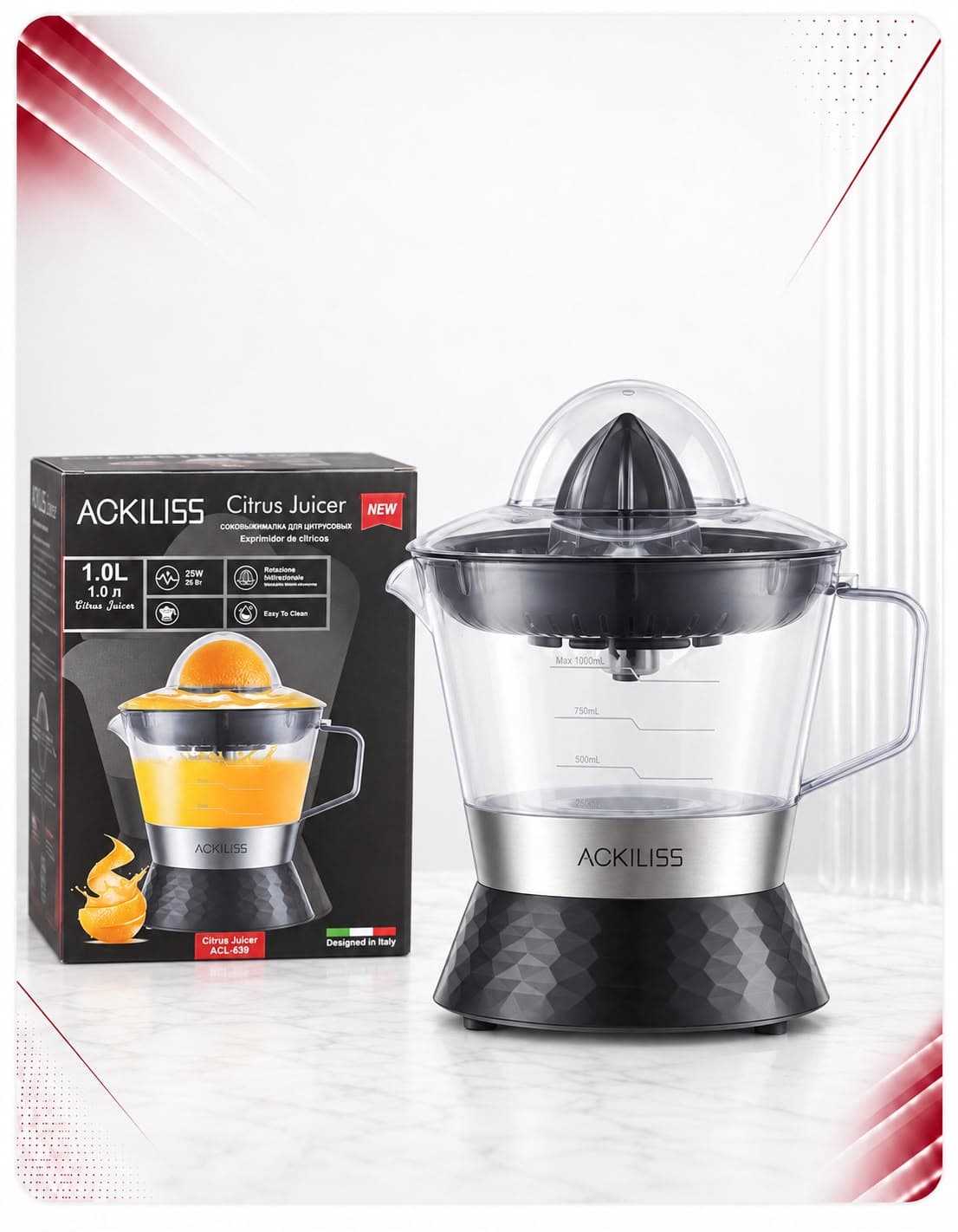 Shtrydhëse elektrike për agrume ACKILISS ACL-639, 1 L, 25 W