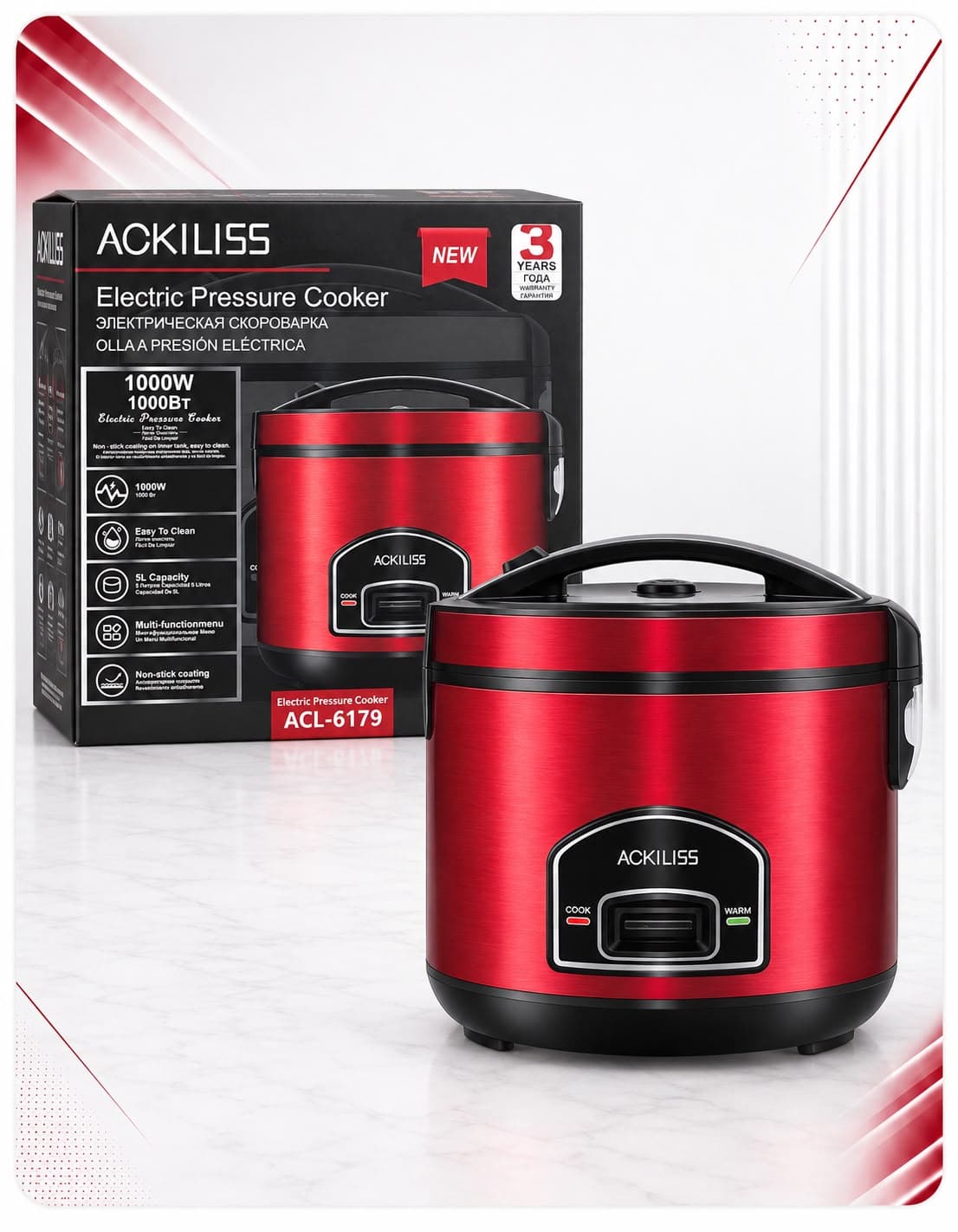 Tenxhere elektrike me presion ACKILISS ACL-6179, 5 L, 1000 W