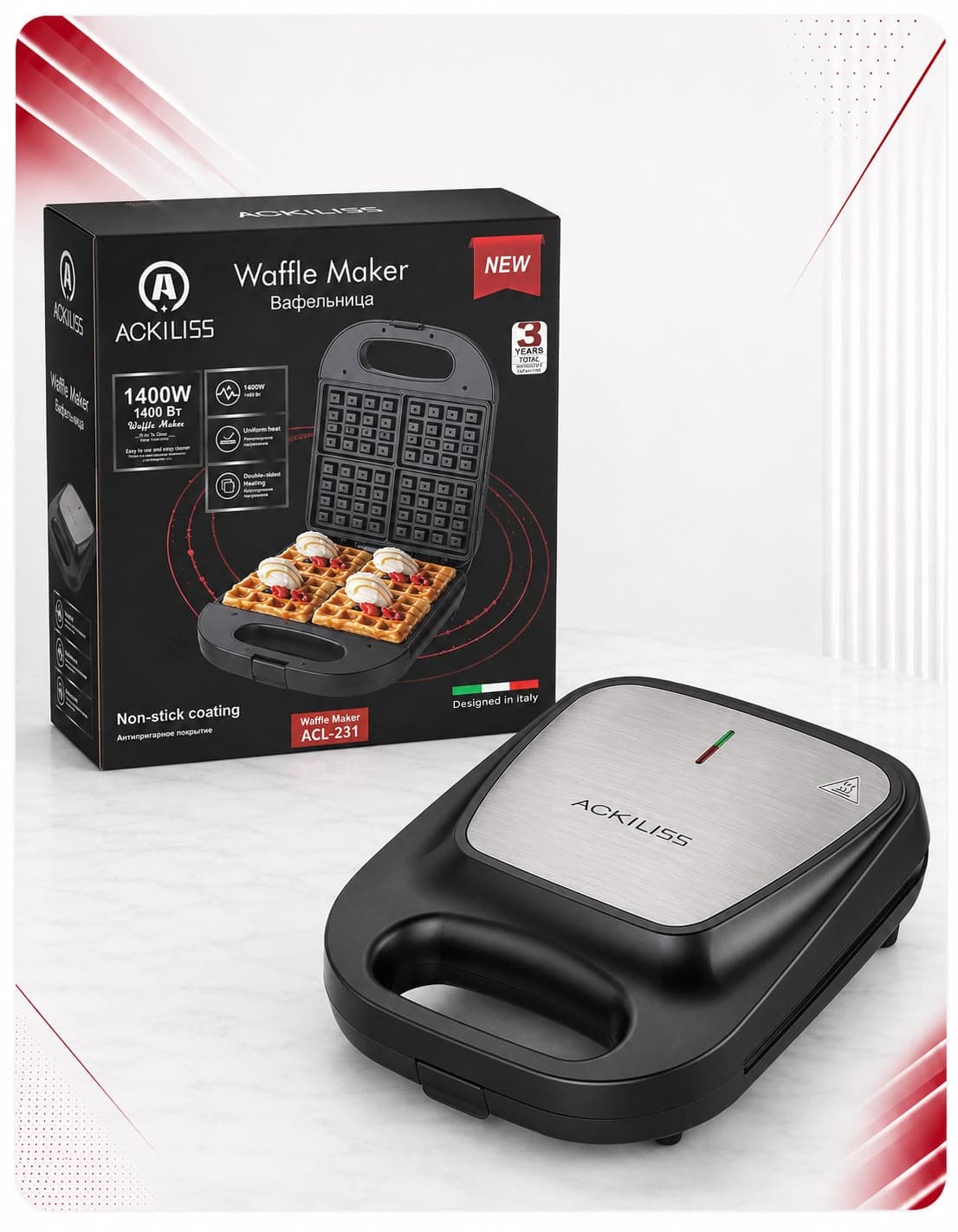 Toster për Waffle Ackiliss 1400W