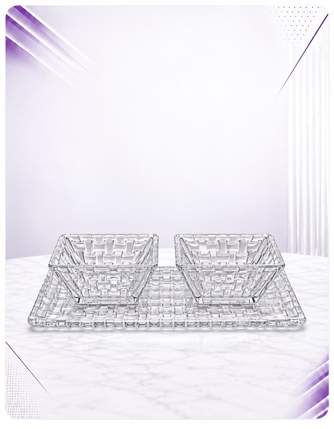 Set për servirje prej qelqi – 3 pjesë