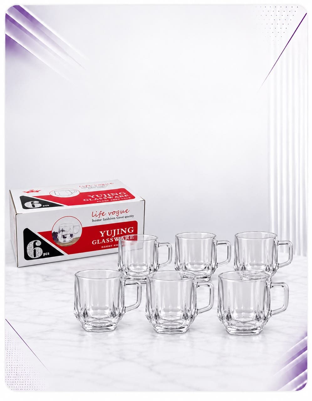 Set filxhanësh prej qelqi Yujing Glassware – 6/1