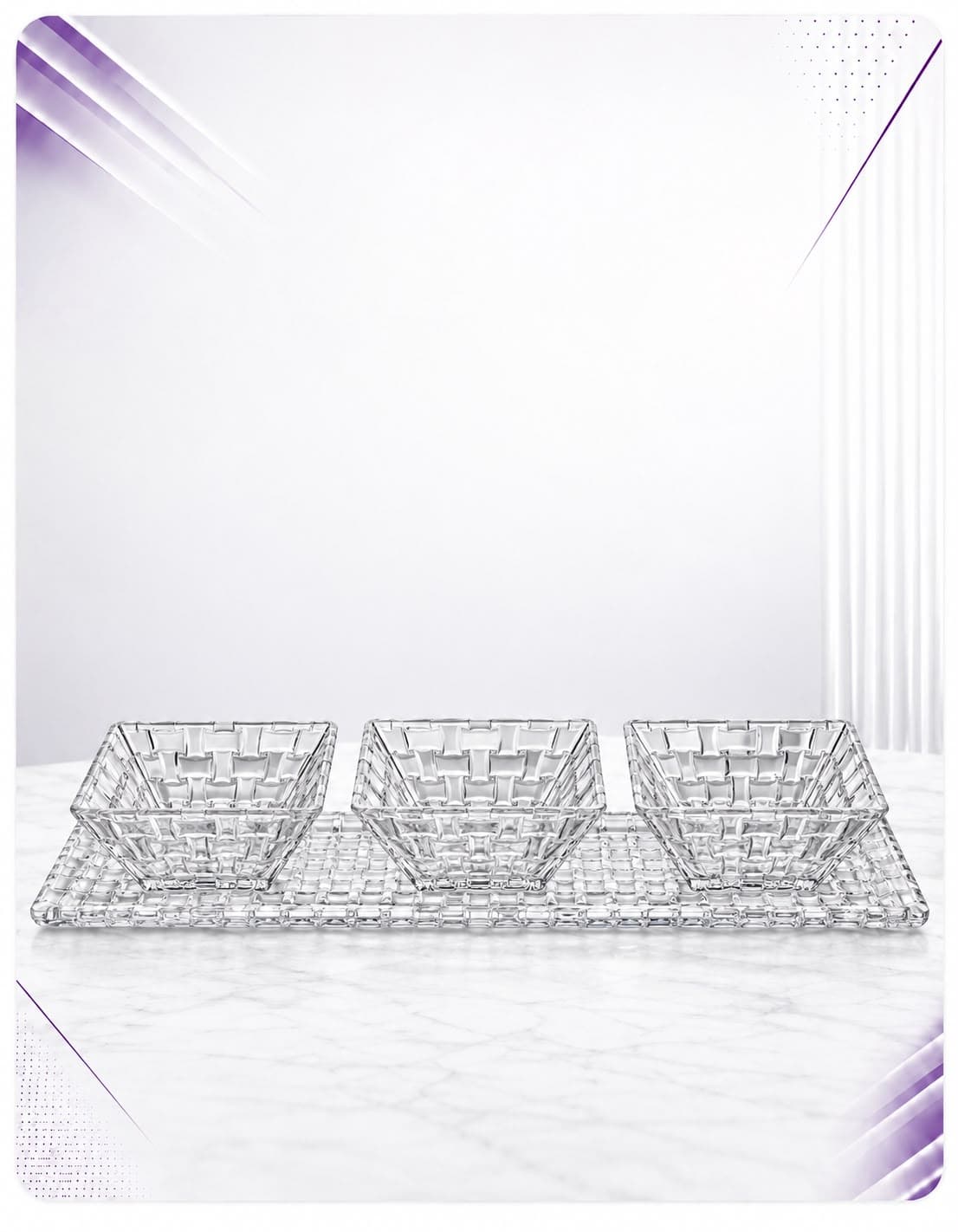 Set për servirje prej qelqi – 4 pjesë