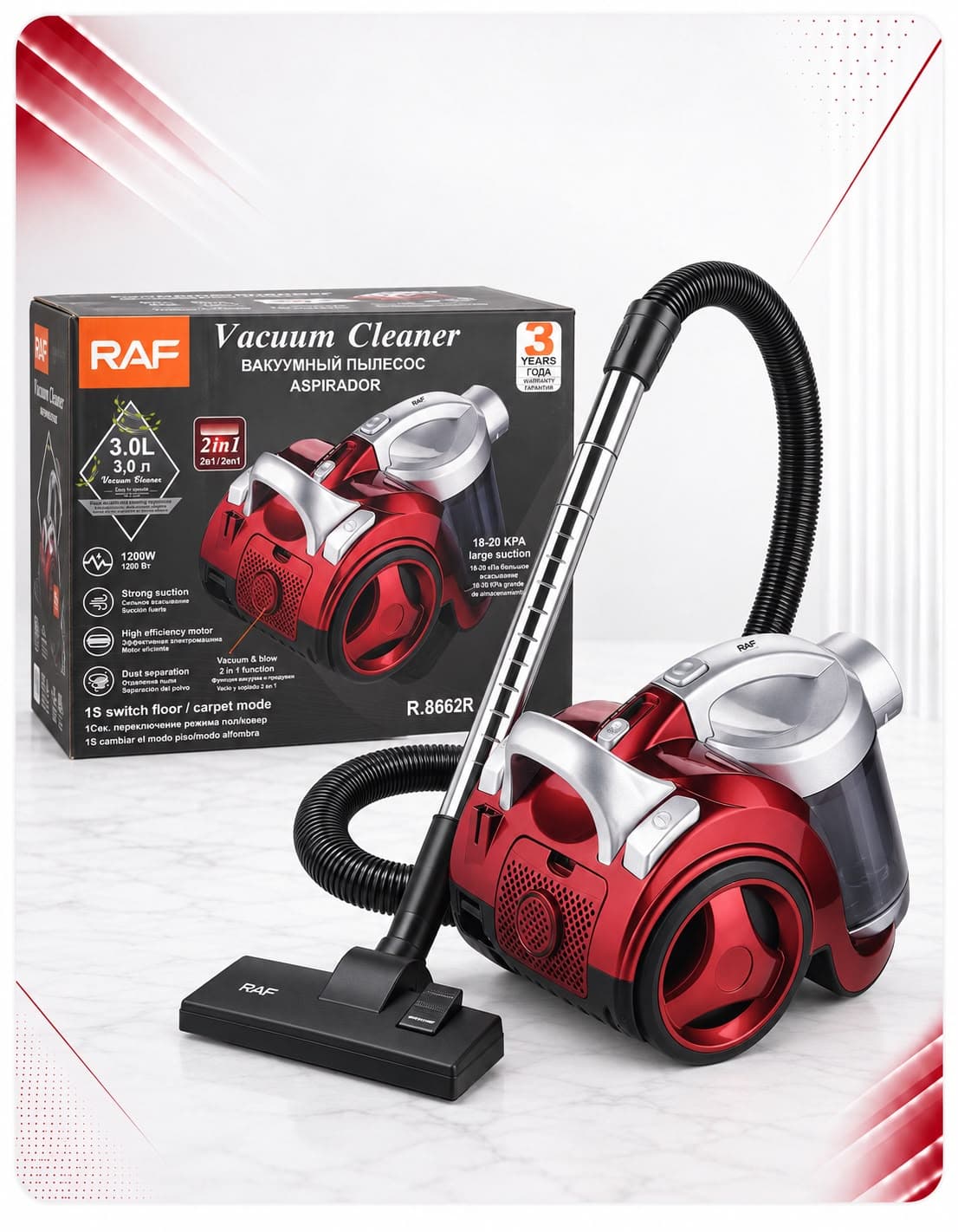 Fshesë elektrike pa qese RAF R.8662R – 1200 W, 3 L