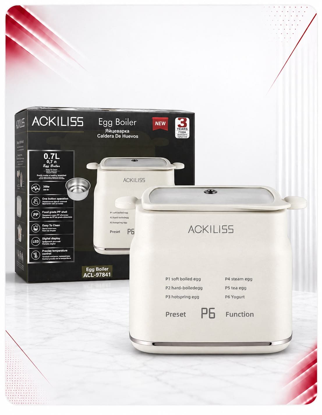 Aparat elektrik për zierjen e vezëve ACKILISS ACL-97841, 300 W
