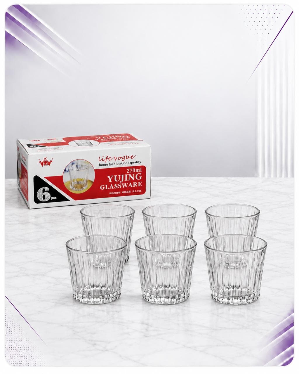 Set gotash për ujë Yujing Glassware – 6/1