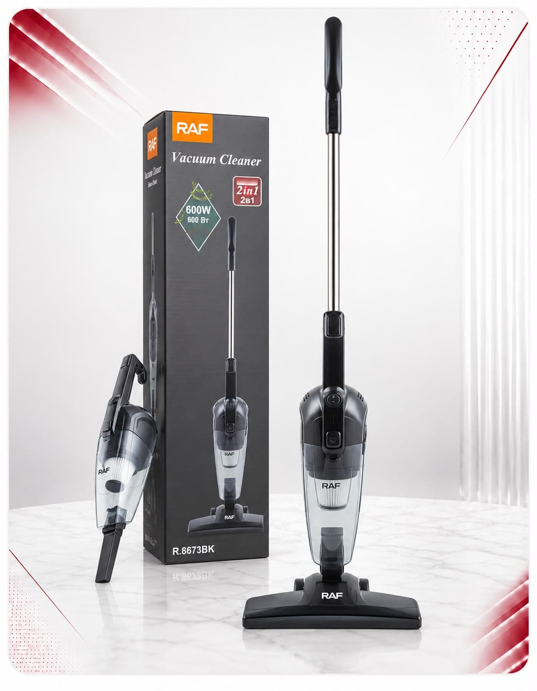 Fshesë elektrike vertikale 2 në 1 RAF R.8673BK – 600 W