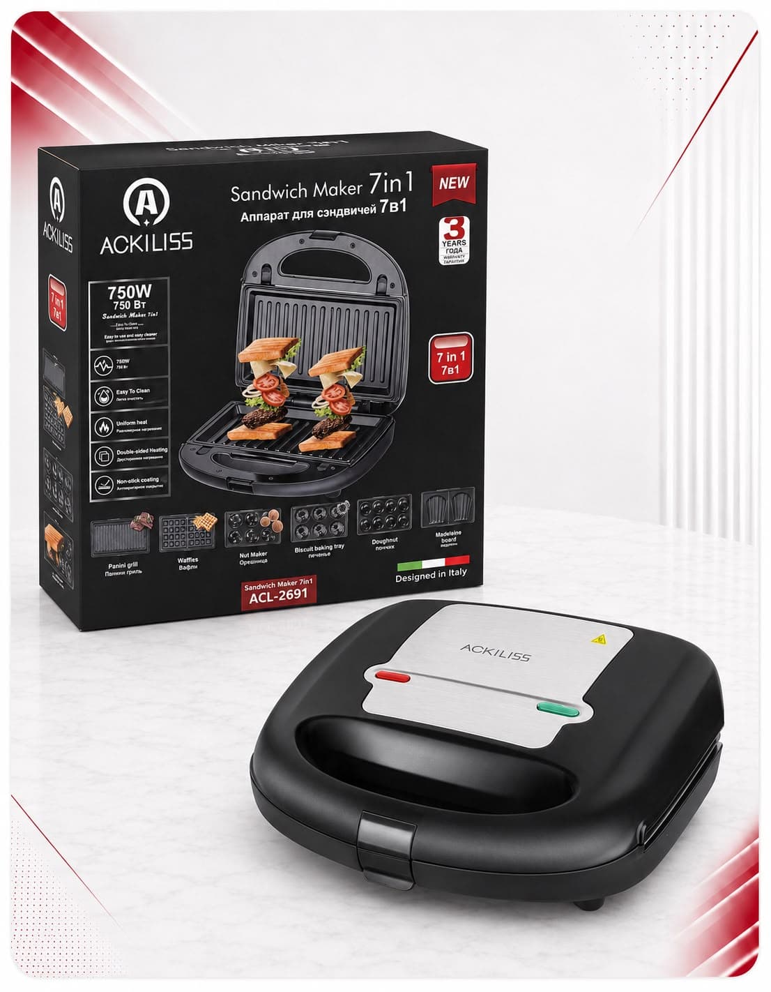 Toster Multifunksional Ackiliss 7 në 1 – 750W