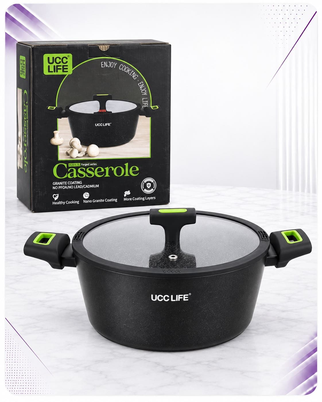 Tenxhere UCC Life me veshje graniti – 28 cm, 6.7 L