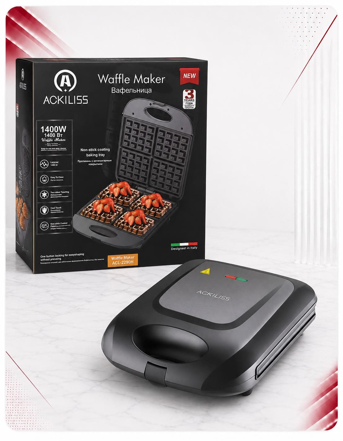 Toster për Waffle Ackiliss 1400W