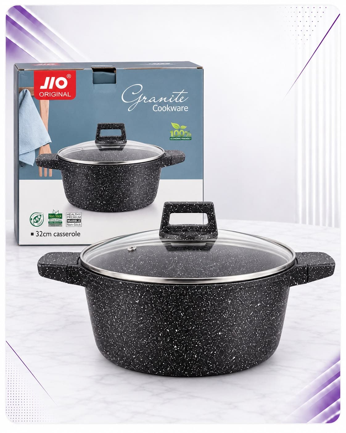 Tenxhere JIO Original me veshje graniti, 32 cm